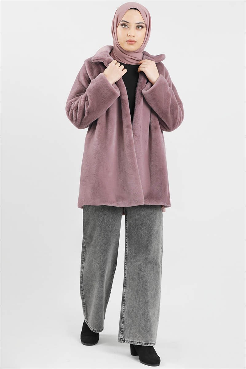 Peluş Ceket Gül Kurusu