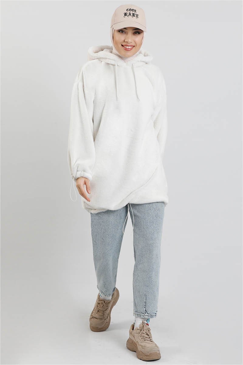 Peluş Sweat Ekru