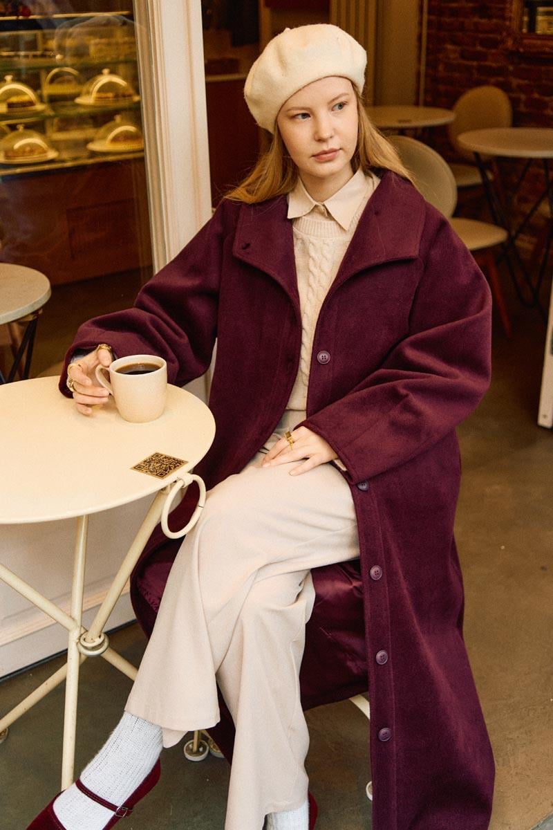 Pens Detaylı Kaban Bordo