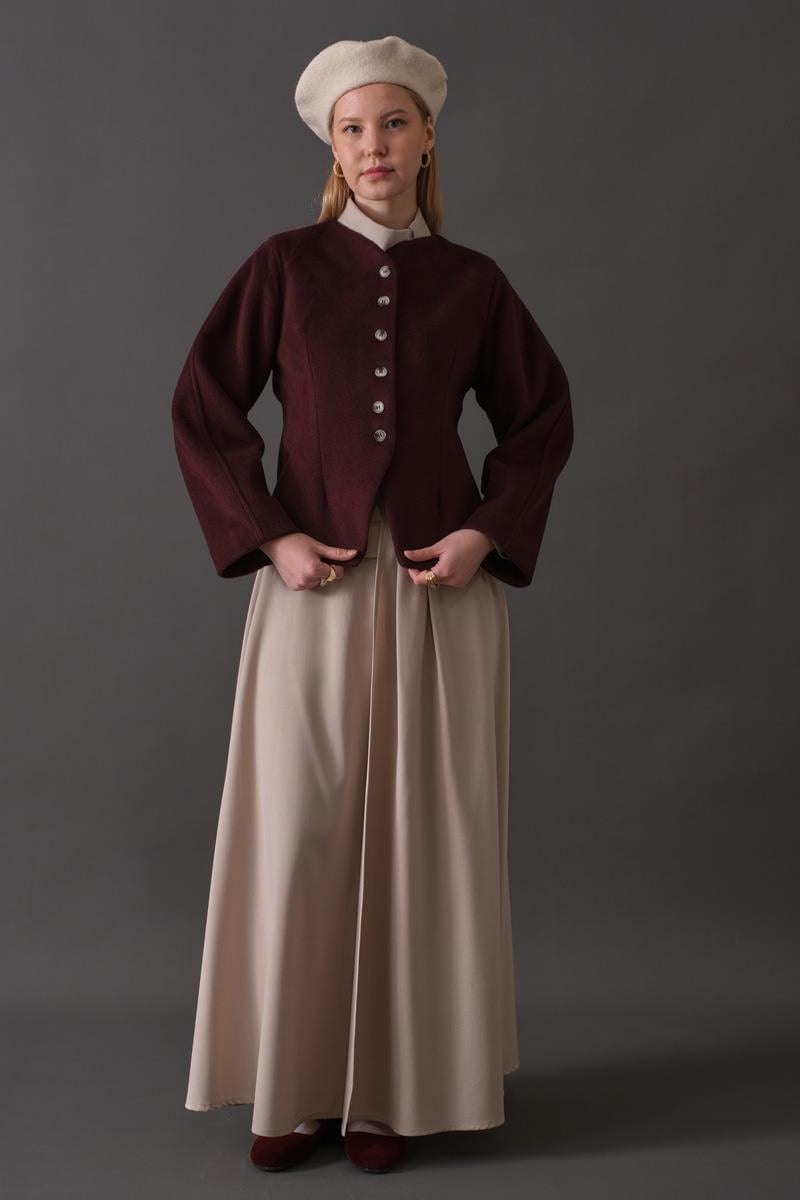 Pens Detaylı Kısa Ceket Bordo