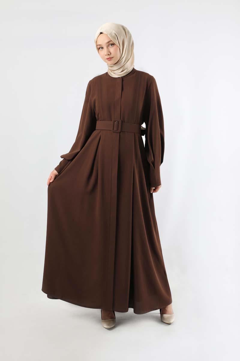 Pile Detaylı Ferace Kahve