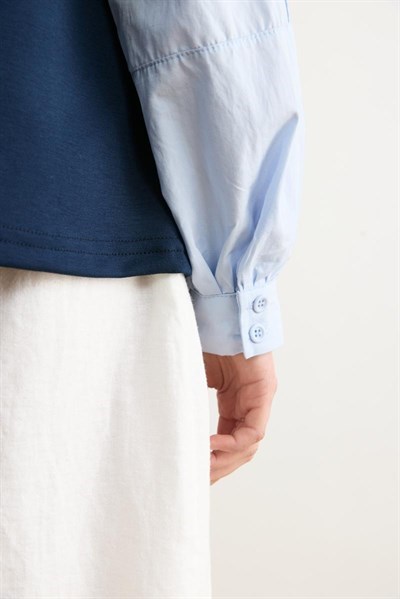 Poplin Kol Detaylı Bluz 