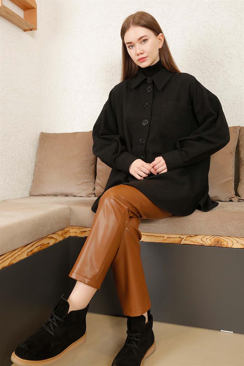 Pötikare Oversıze Gömlek Siyah