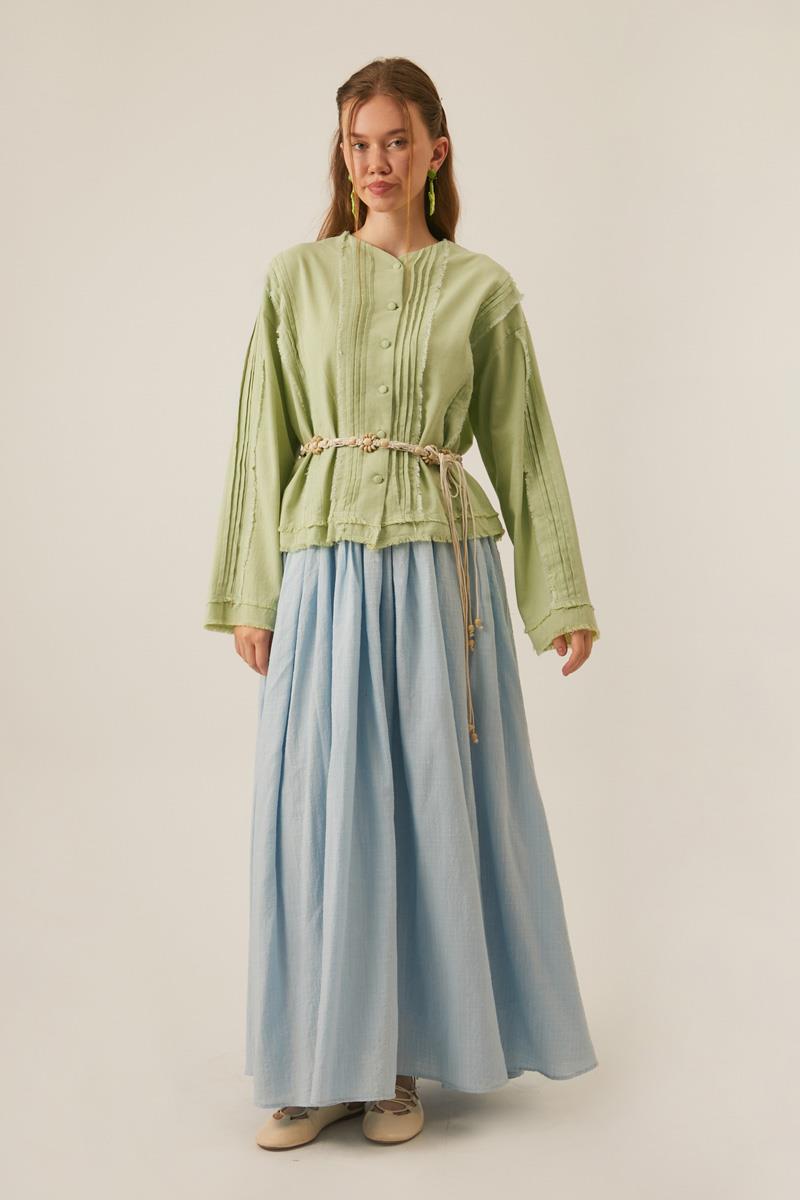 Püsküllü Kısa Gömlek Açık Yeşil