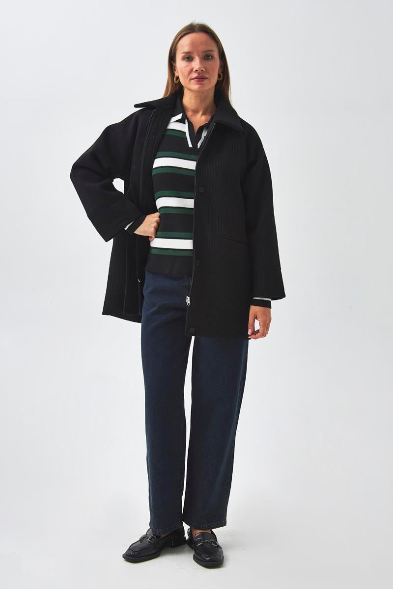 Reglan Kol Kısa Kaban Siyah