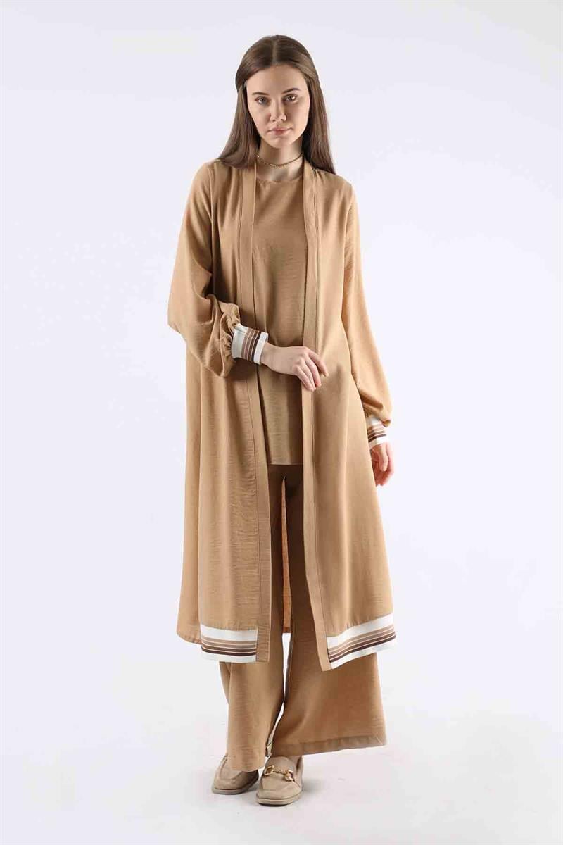 Ribanalı Abaya Takım Camel