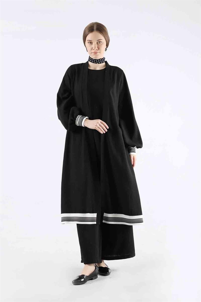 Ribanalı Abaya Takım Siyah