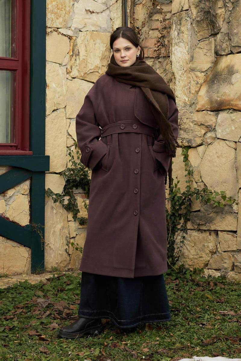 Rüzgarlıklı Premium Kaban Koyu Mürdüm