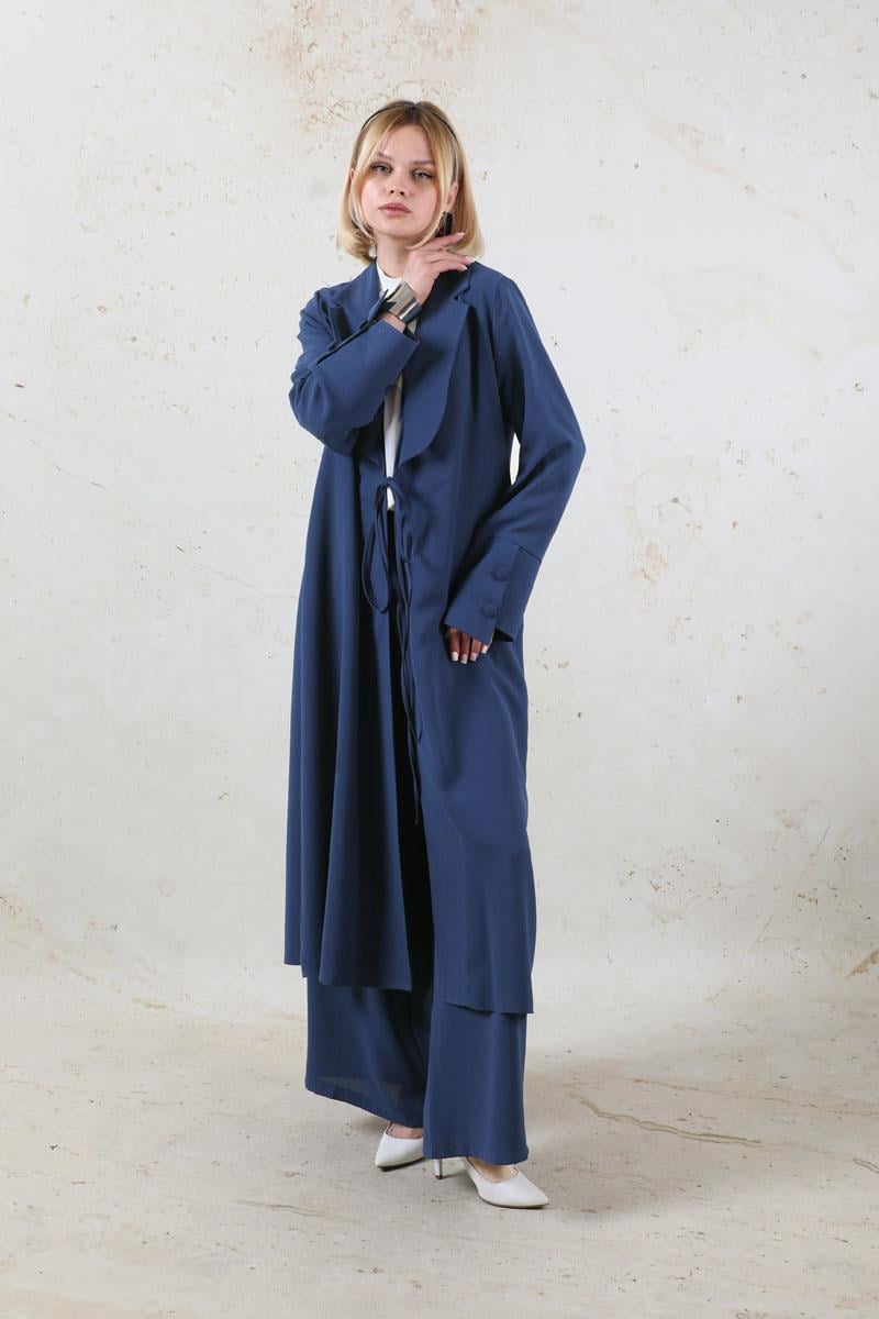 Şal Yaka Krep Takım Lacivert