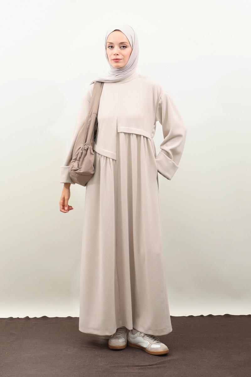 Salaş Triko Elbise Krem