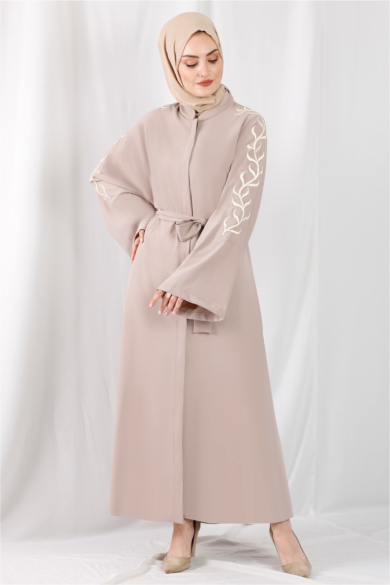 Sarmaşık Nakışlı Vizon Abaya