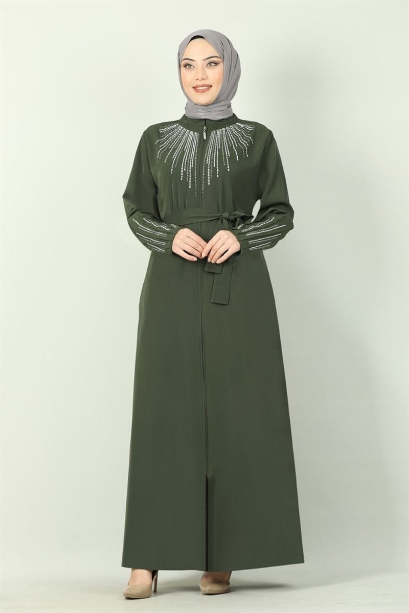 Şerit Taşlı Ferace Haki