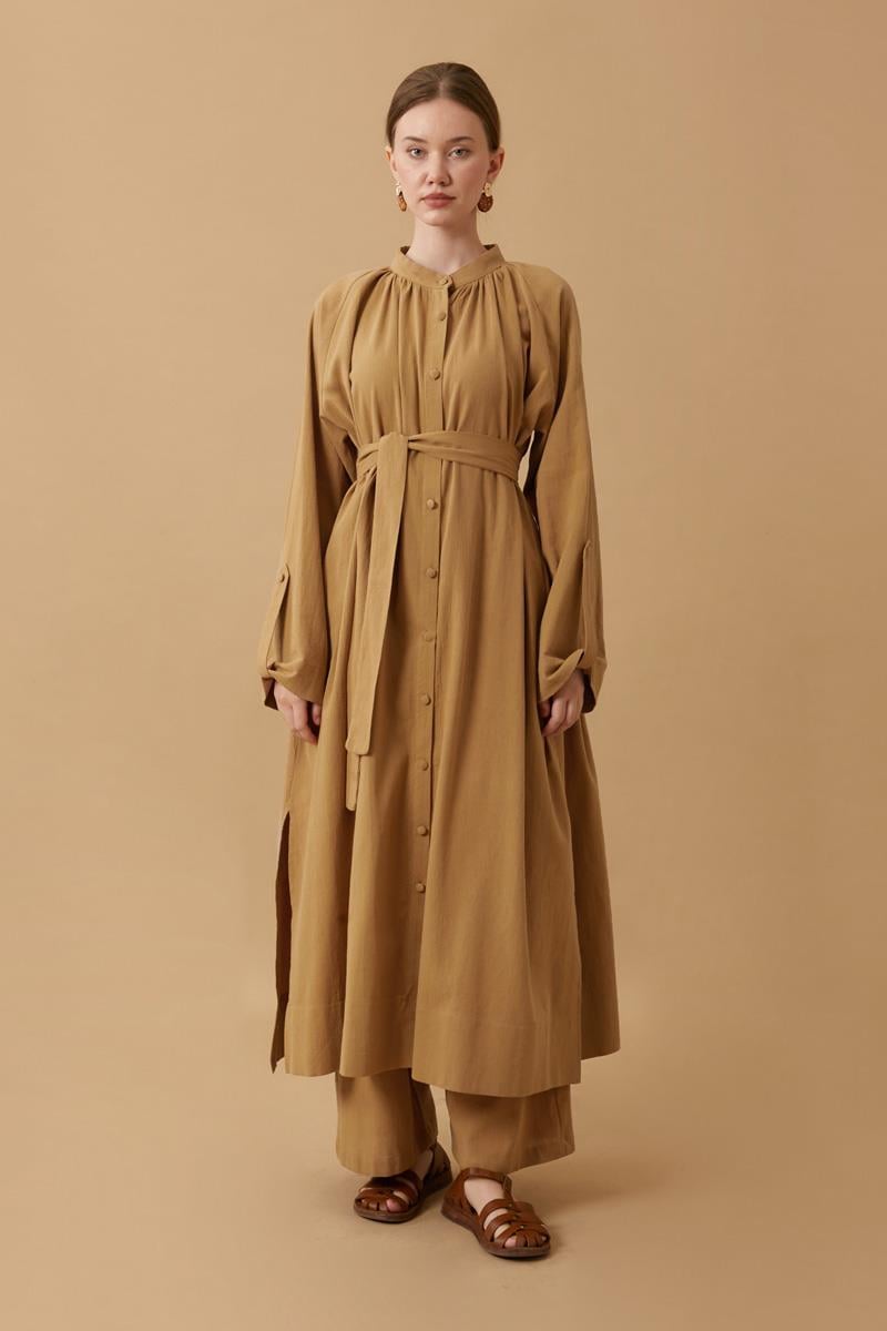 Şile Bezi Tunik Takım Camel