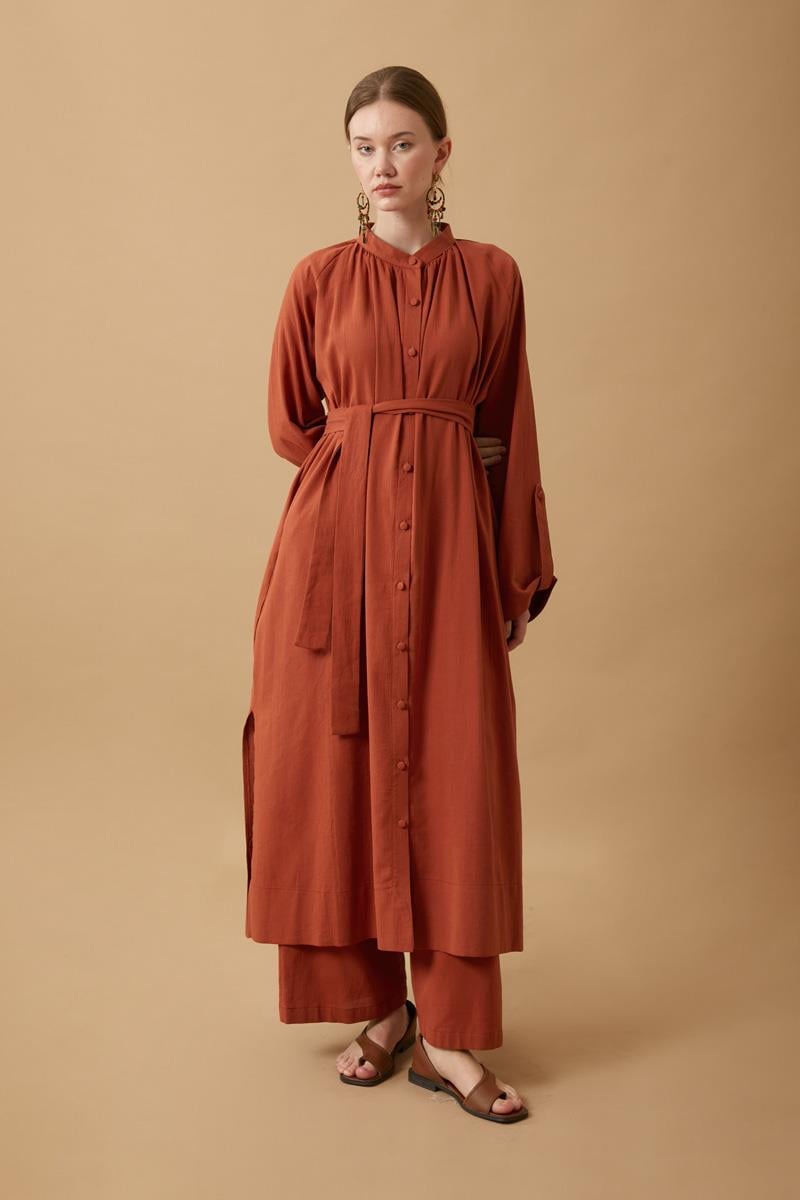 Şile Bezi Tunik Takım Kiremit