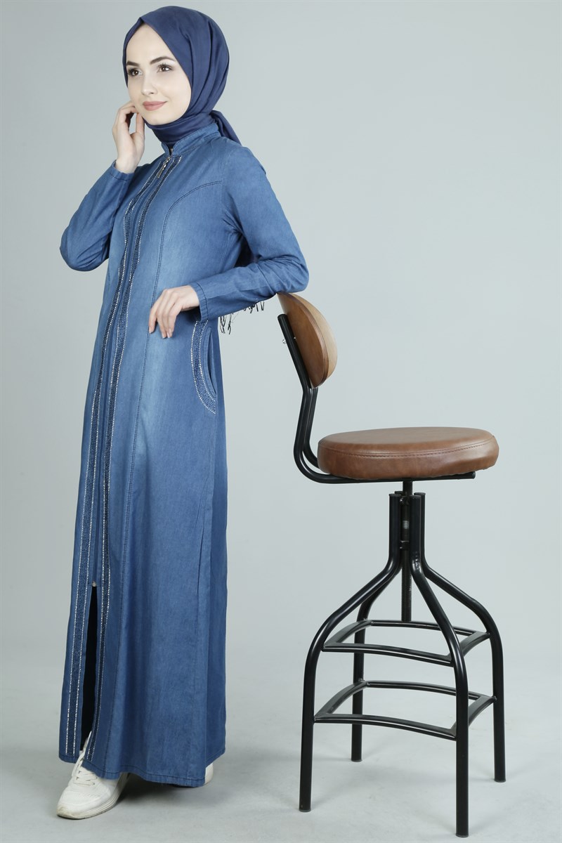 Taş Detaylı Kot Ferace