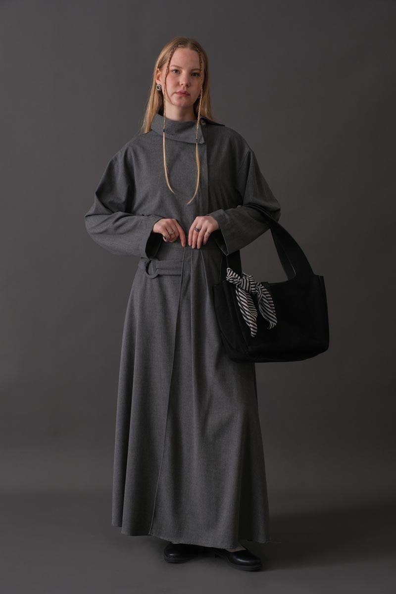 Toka Detaylı Etek Gri