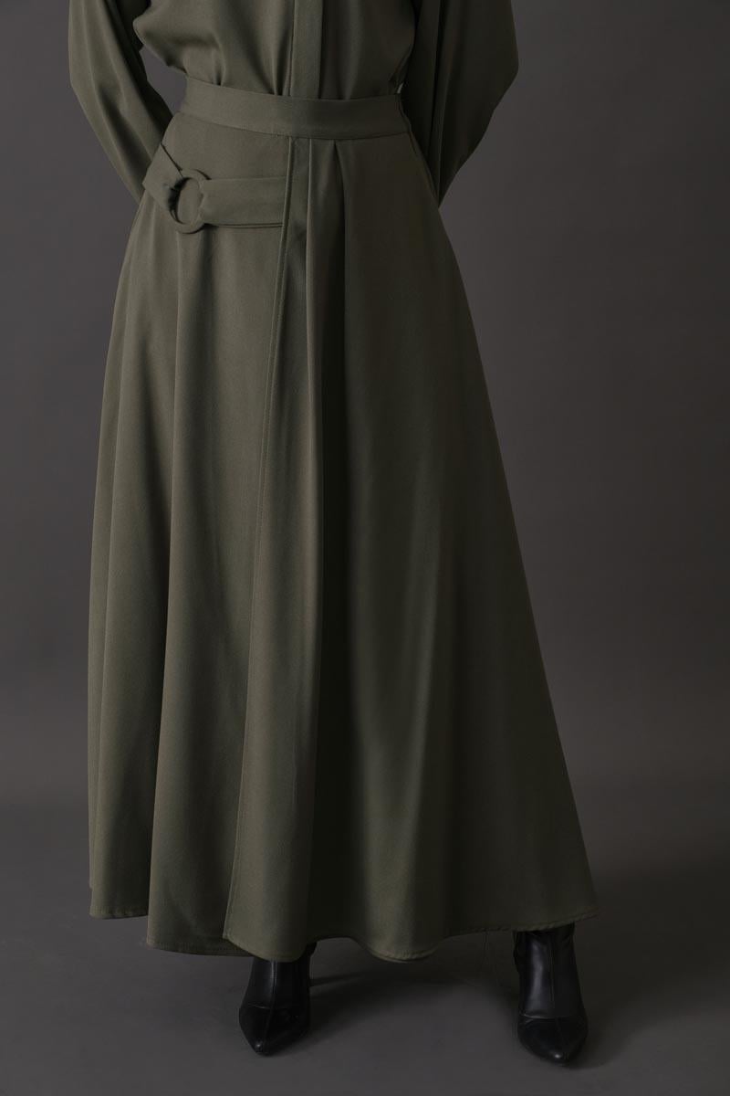 Toka Detaylı Etek Haki