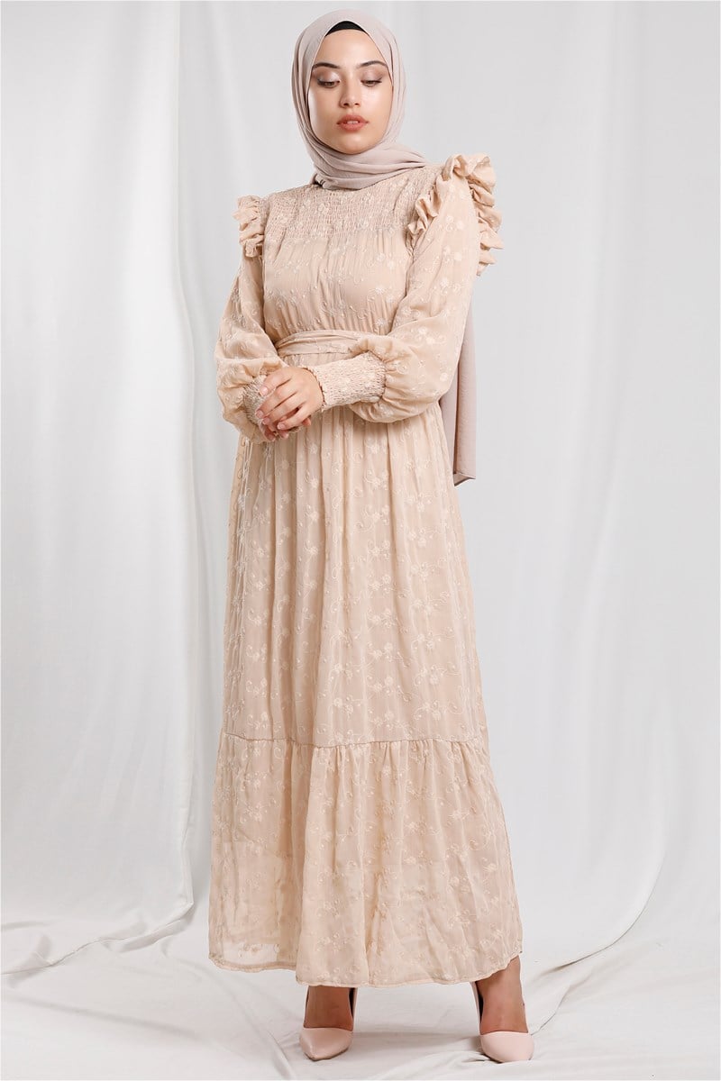 Vintage Elbise Bej