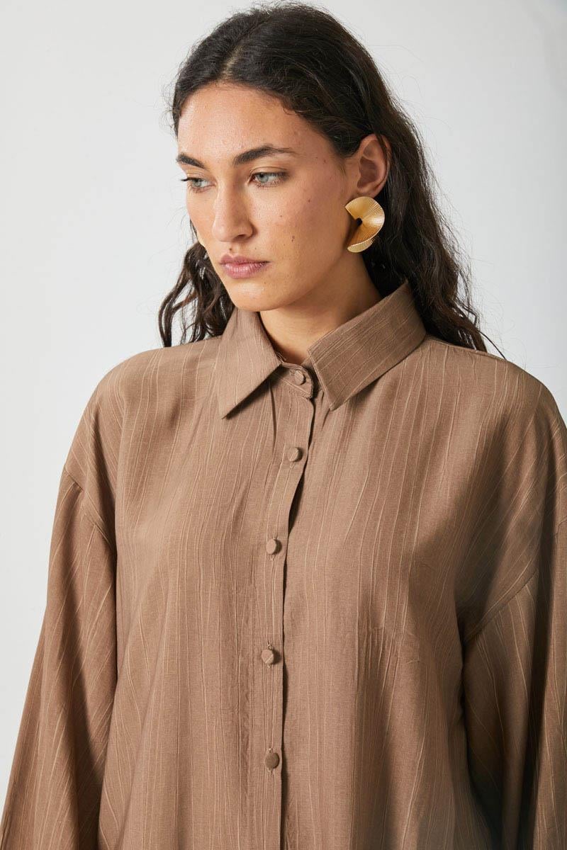 Yıkamalı Tunik Takım Taba