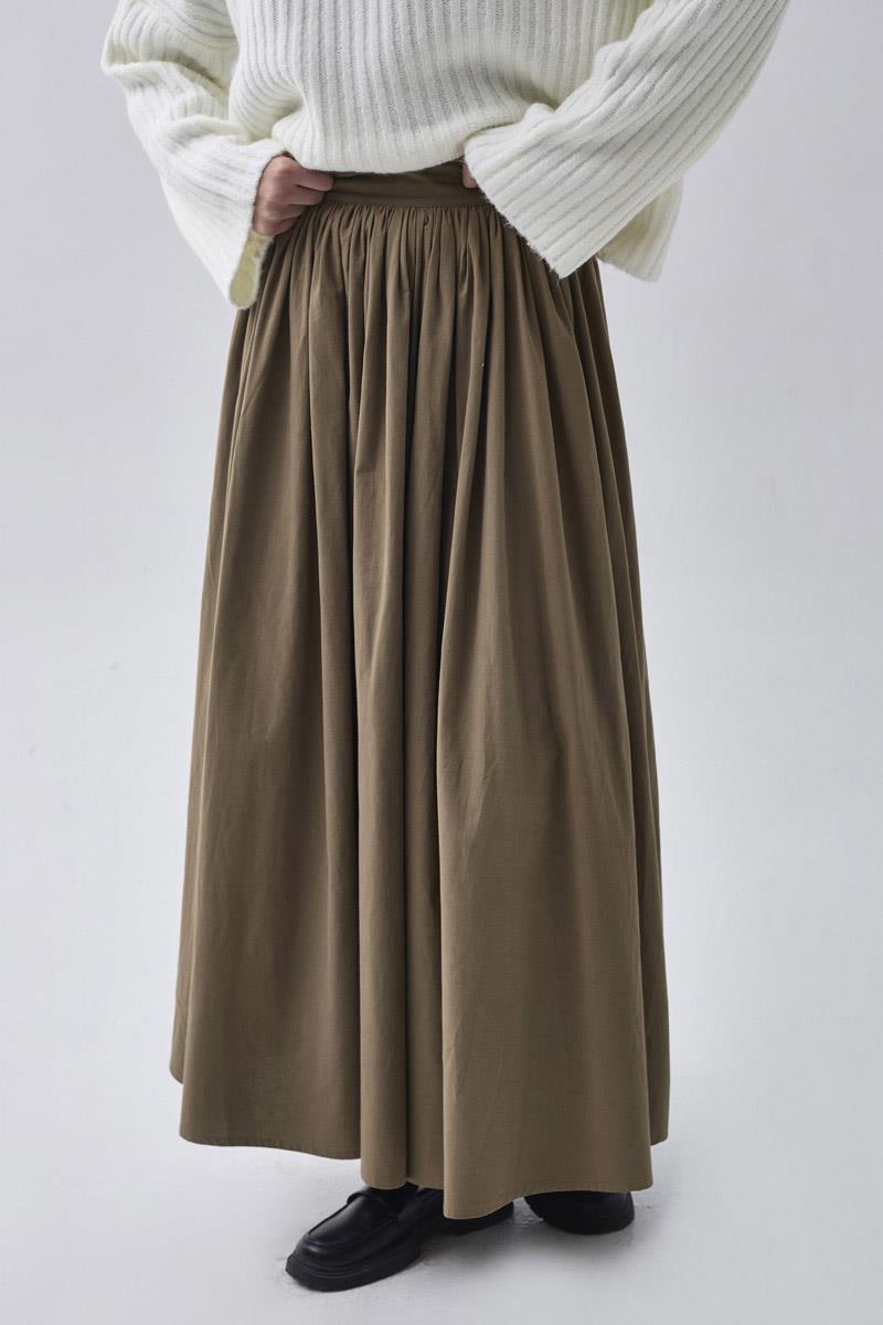 Yüksek Bel Pamuk Etek Kahverengi