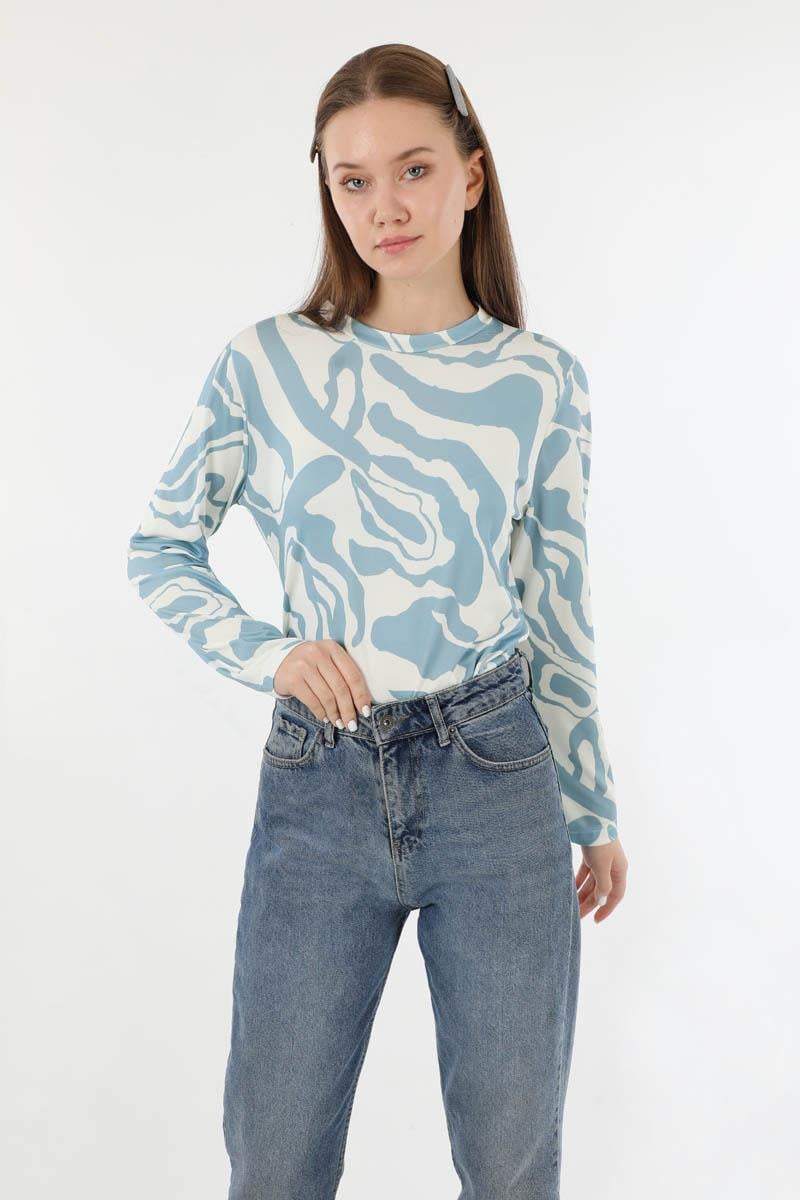 Zebra Desenli Body Bebe Mavisi