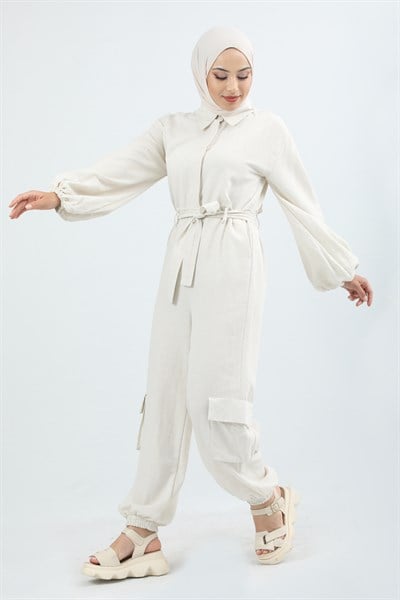 Linen Overalls White