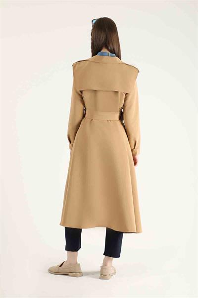 Epaulette Detailed Trench Coat Biscuit