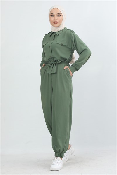 Belted Sports Overalls Green