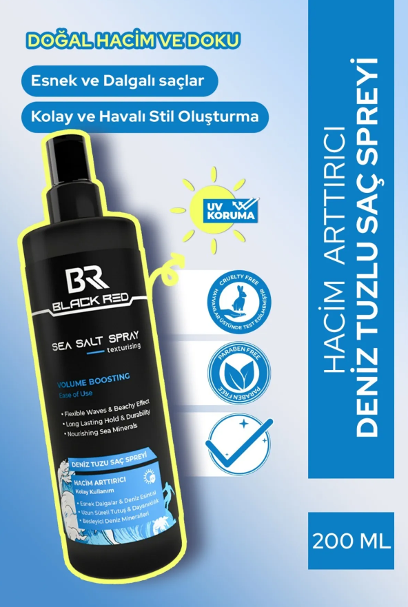 Black & Red Deniz Tuzu Saç Şekillendirme Spreyi Sea Salt 200 MlBlack & Red