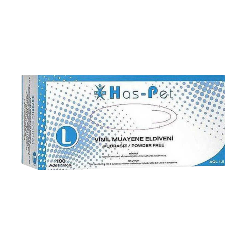 Haspet Vinil Pudrasız Eldiven L Beden 100'lüHaspet