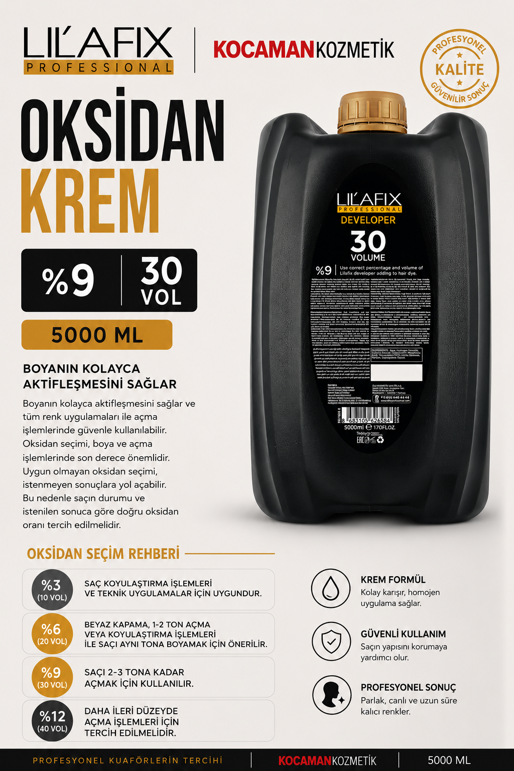 Lilafix Oksidan 30 Vol. 5000 Ml.Lilafix