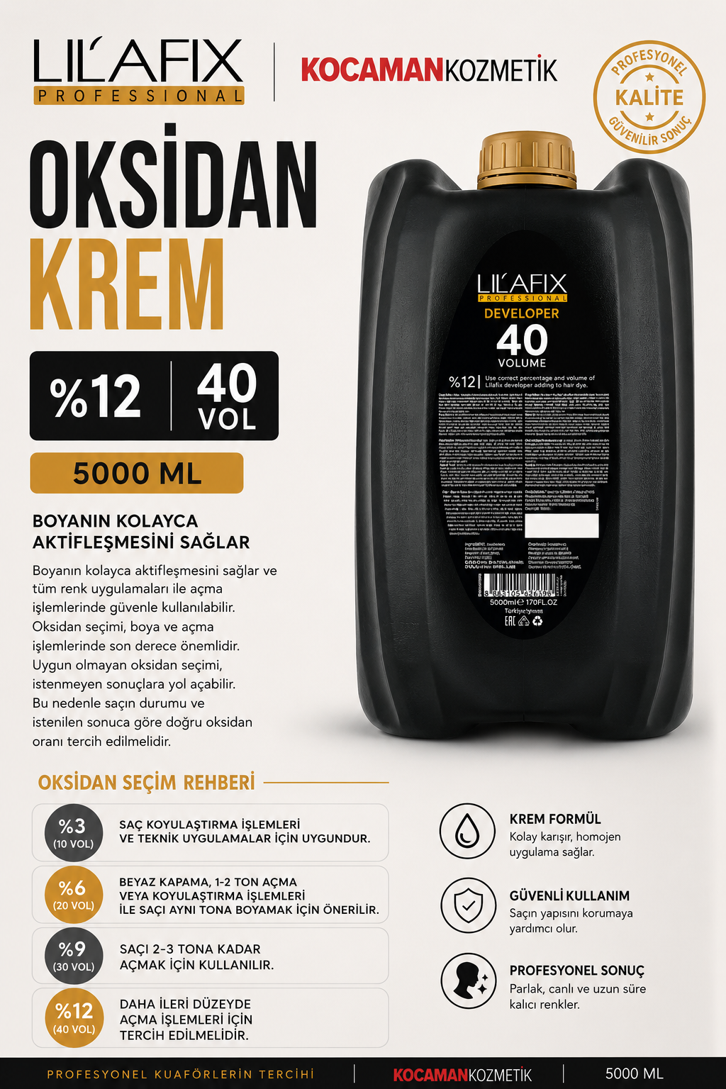 Lilafix Oksidan 40 Vol. 5000 Ml.Lilafix