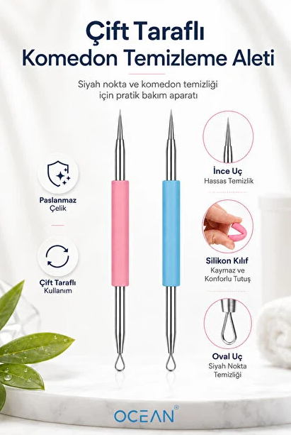 Ocean Komedon Çift Taraflı Mavi Silikon Kaplı 4012 1 AdetOcean