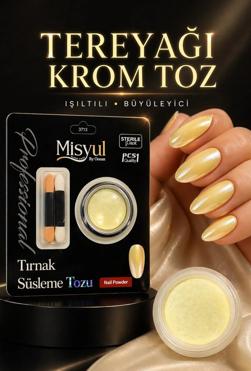 Ocean Misyul Tırnak Süsleme Tozu Tereyağ Sarısı Krom 3713Ocean