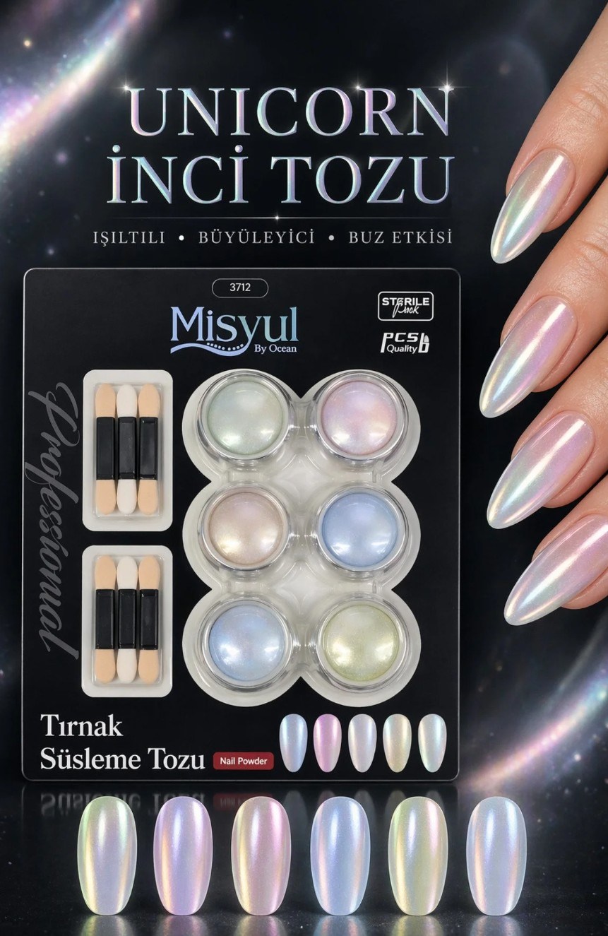 Ocean Misyul Tırnak Süsleme Tozu Unicorn İnci 6lı 3712Ocean
