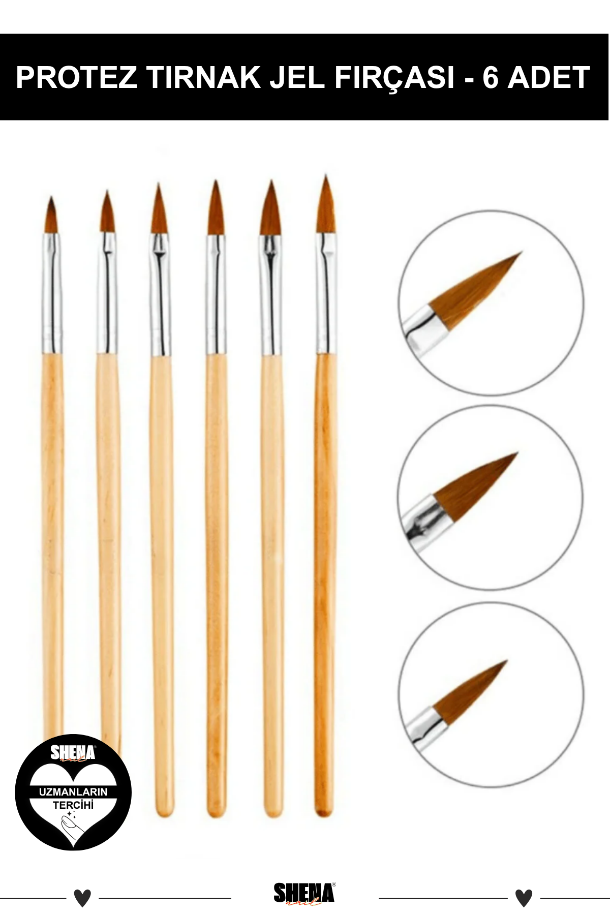 Ocean Tırnak Desen Fırçası Ahşap 6lı 2190Ocean
