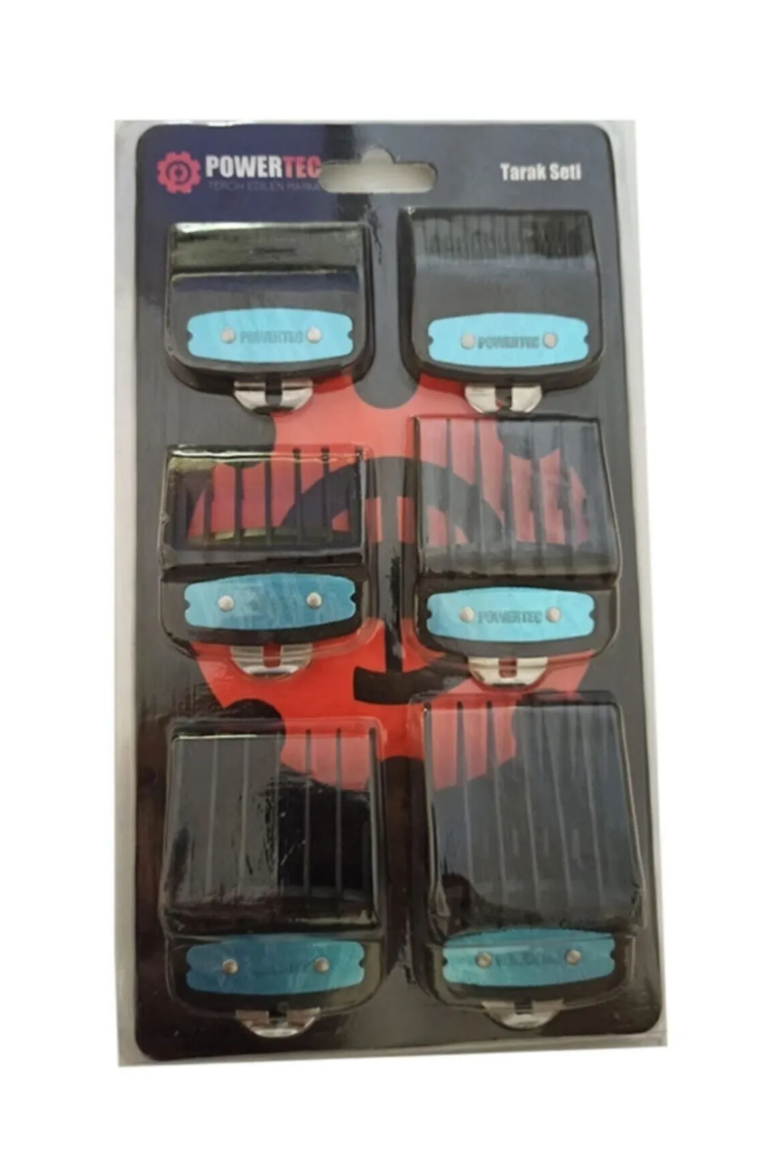 Powertec Tıraş Makinesi Tarak Seti 6lı SiyahPowertec