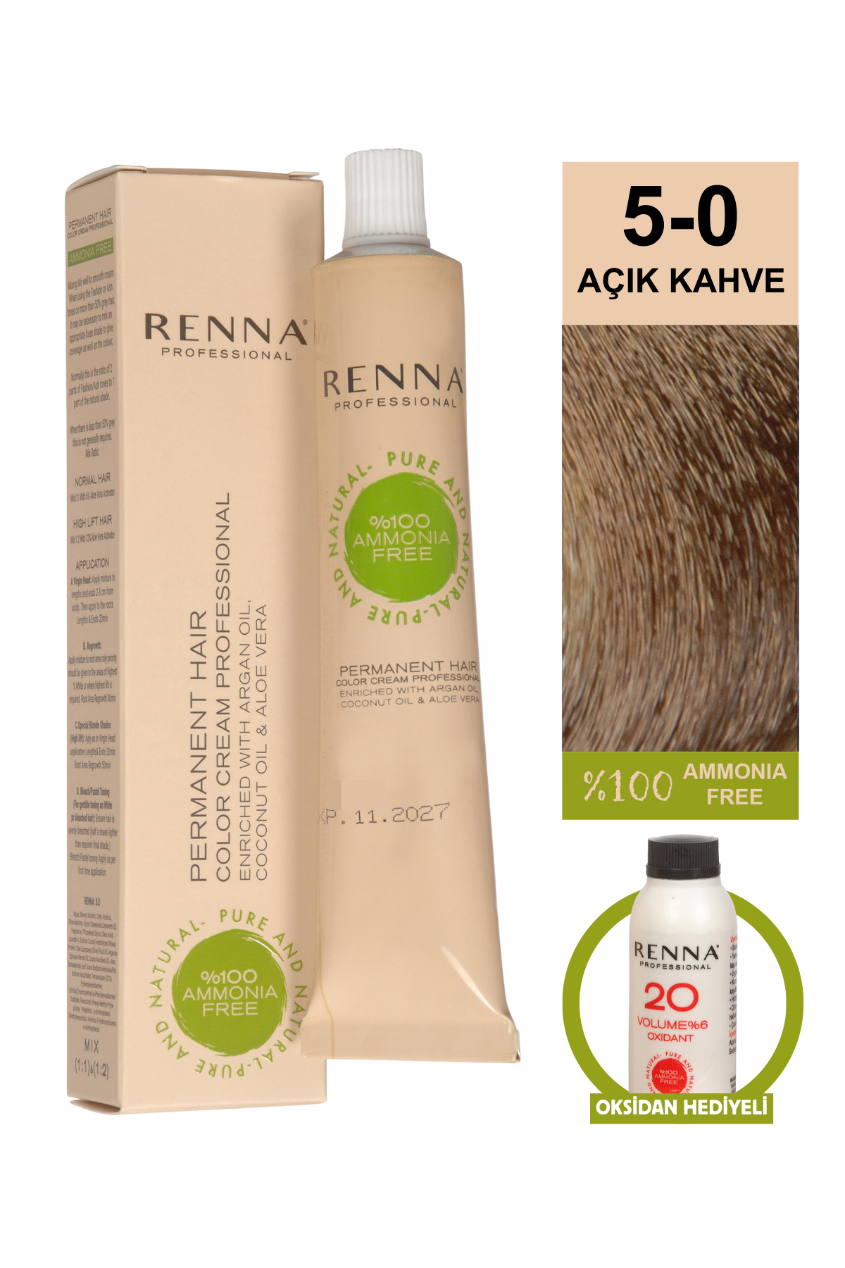 Renna Bitkisel Saç Boyası 5.0 Açık Kahve 60 MlRenna