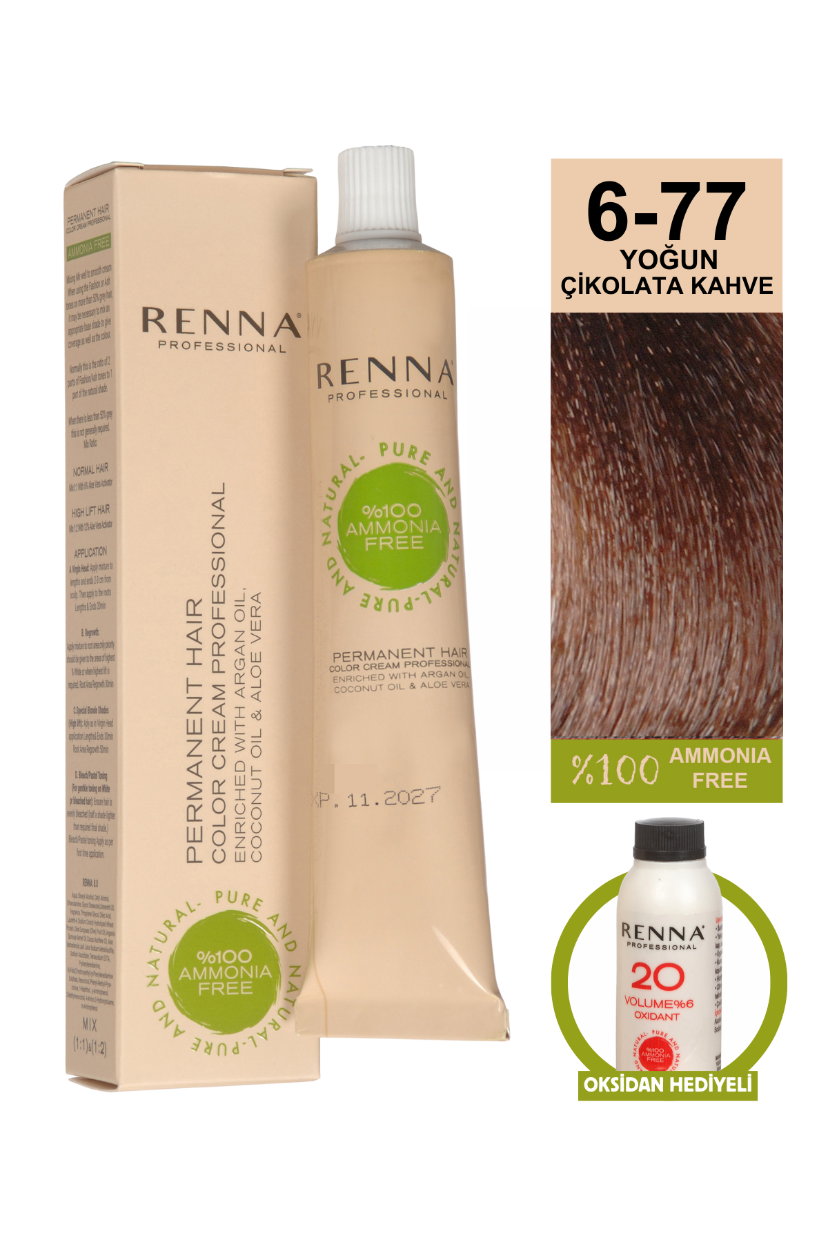 Renna Bitkisel Saç Boyası 6.77 Yoğun Çikolata Kahve 60 MlRenna