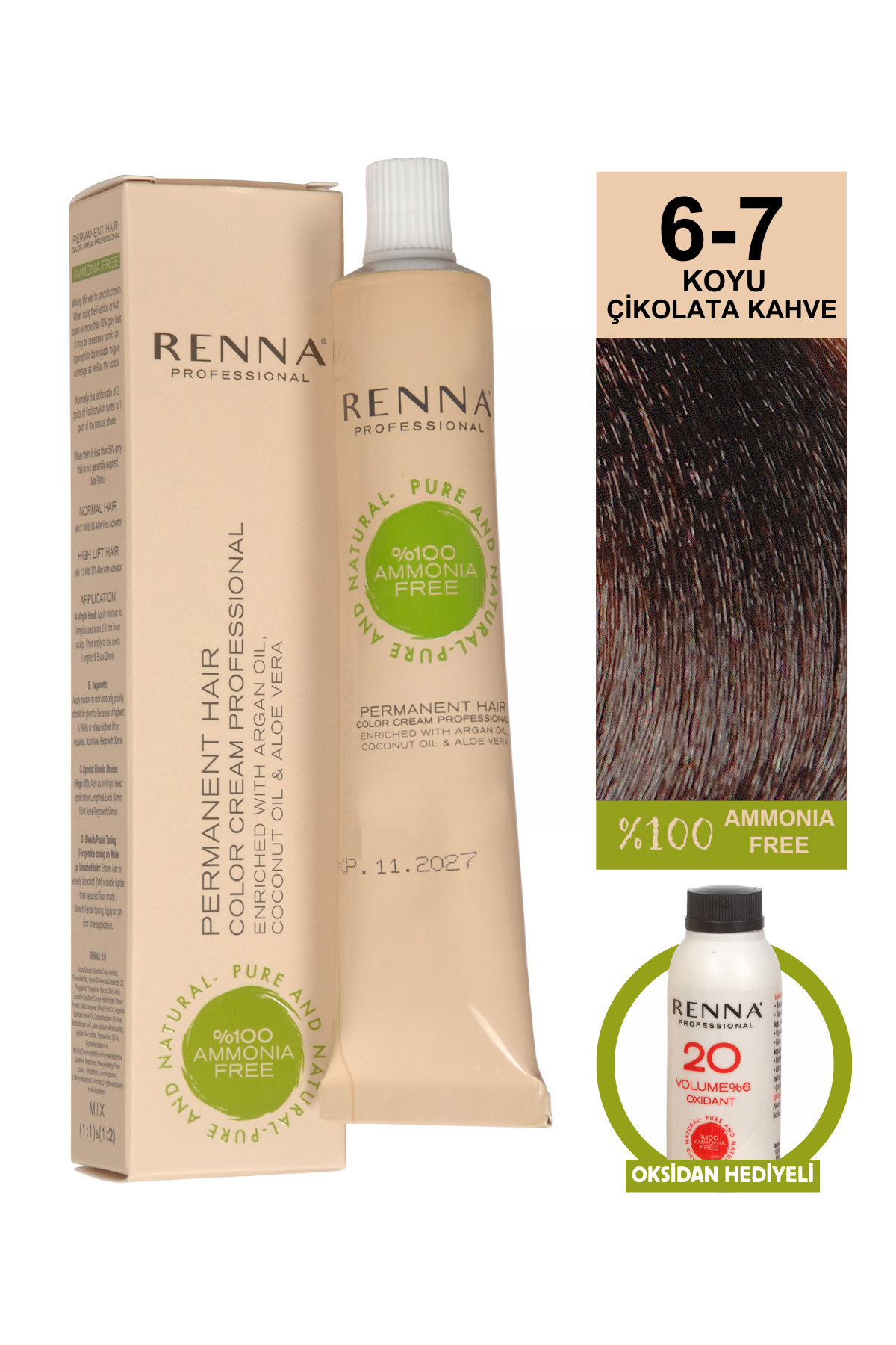 Renna Bitkisel Saç Boyası 6.7 Koyu Çikolata Kahve 60 MlRenna