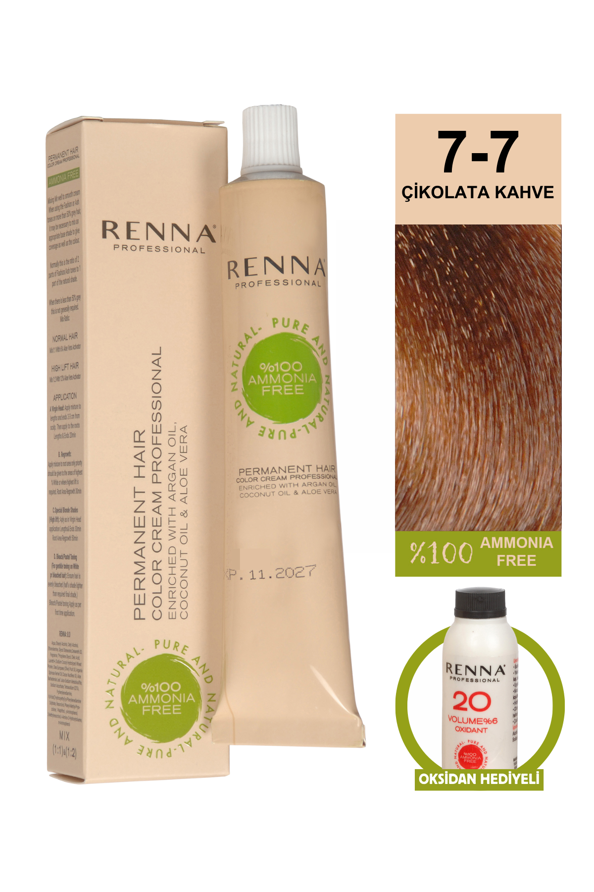 Renna Bitkisel Saç Boyası 7.7 Çikolata Kahve 60 MlRenna