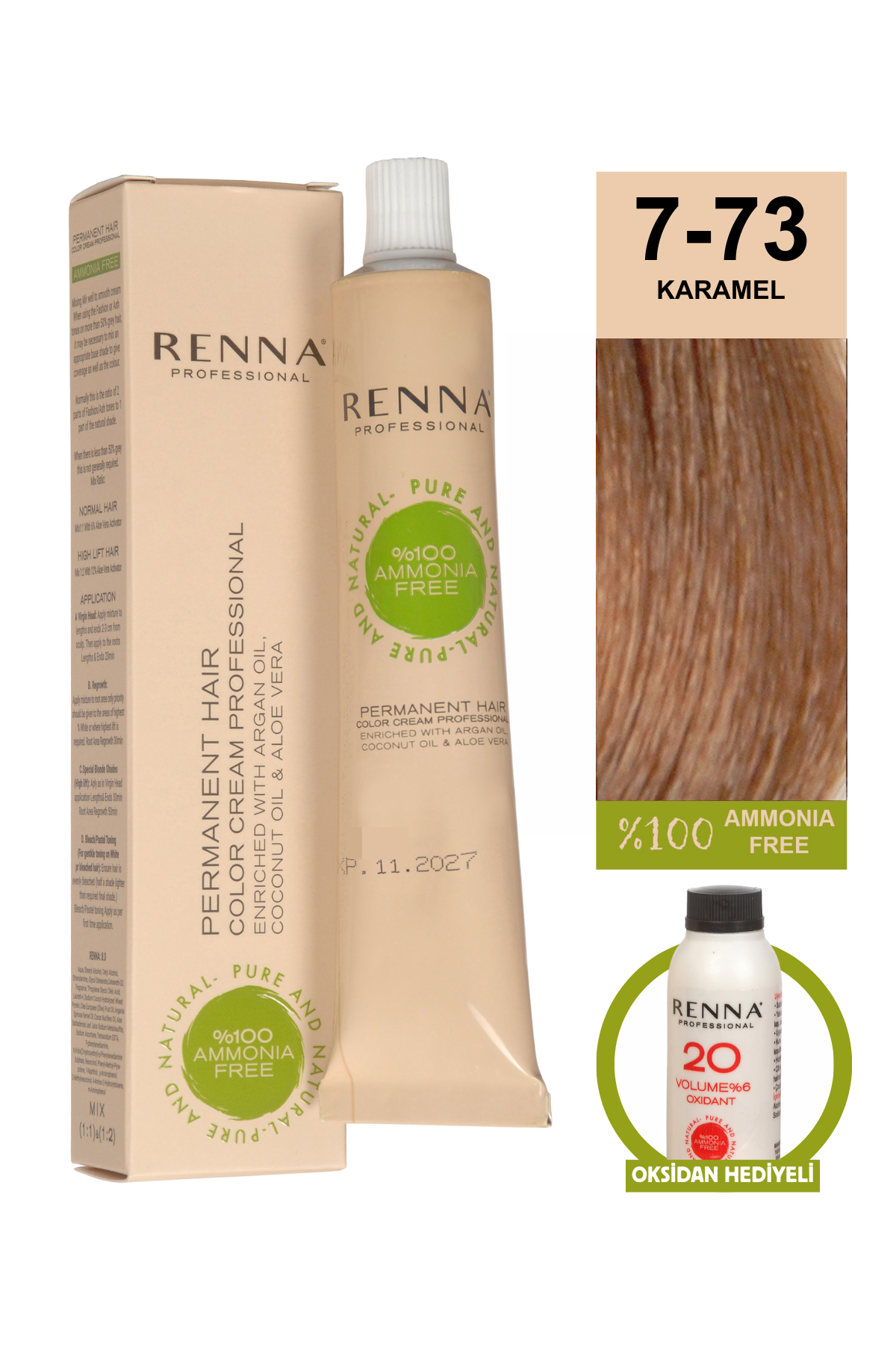 Renna Bitkisel Saç Boyası 7.73 Karamel 60 MlRenna