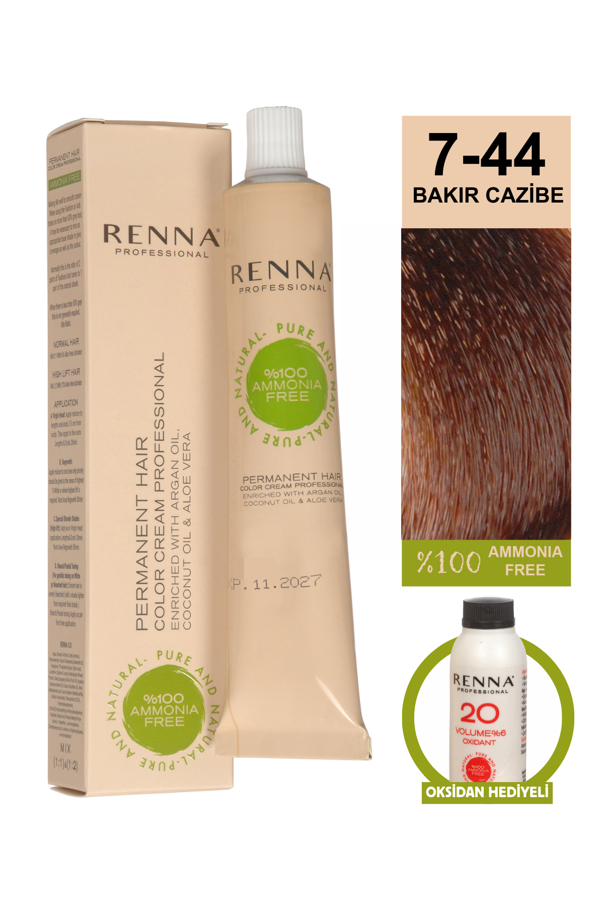Renna Bitkisel Saç Boyası 7.44 Bakır Cazibe 60 MlRenna