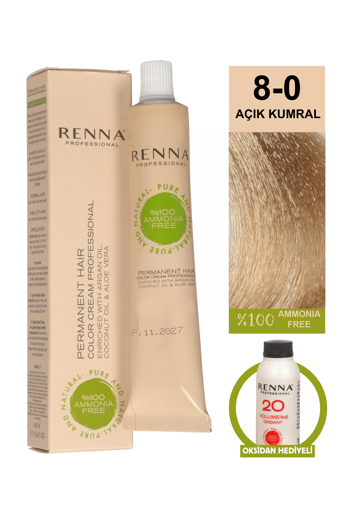 Renna Bitkisel Saç Boyası 8.0 Açık Kumral 60 MlRenna