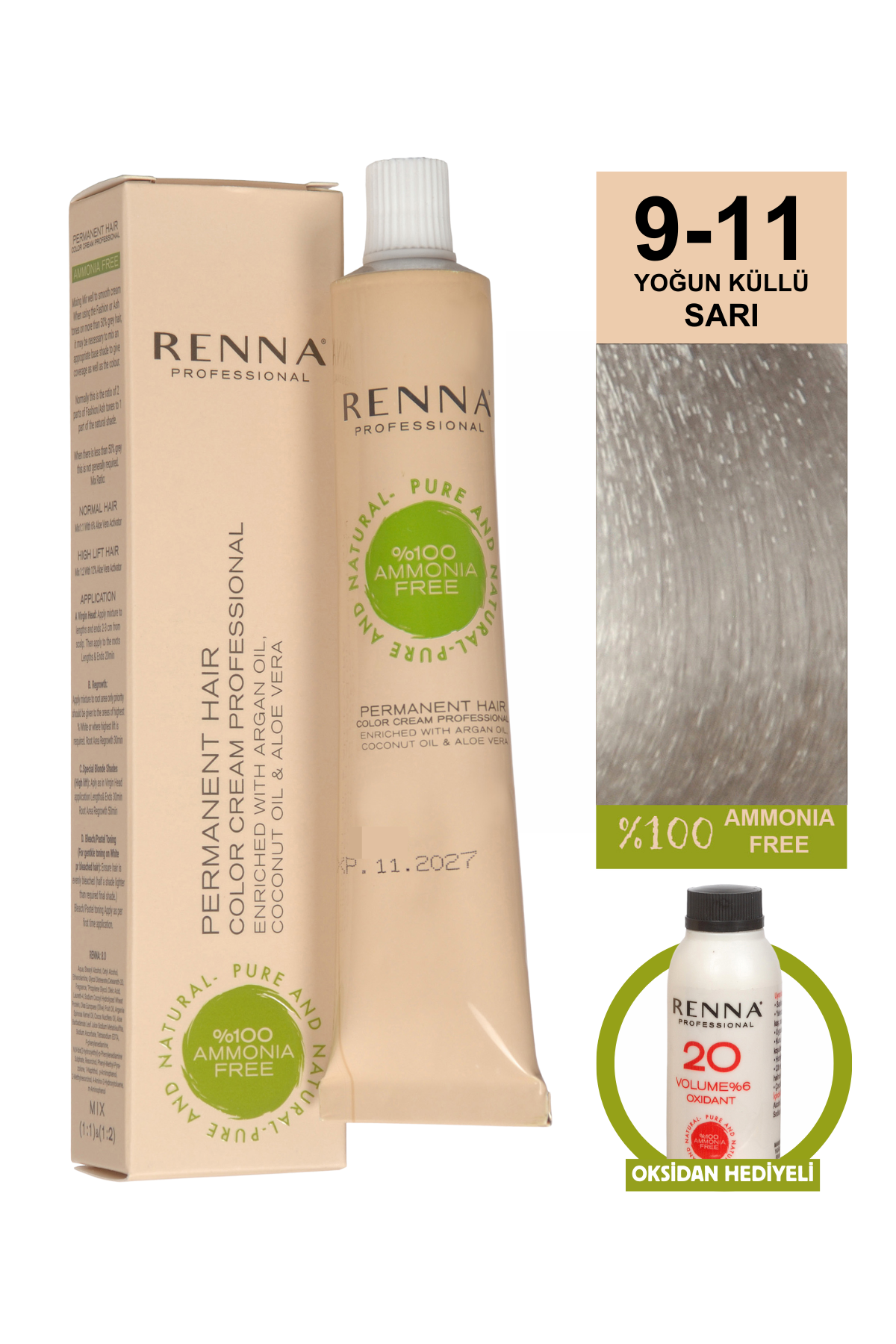 Renna Bitkisel Saç Boyası 9.11 Yoğun Küllü Sarı 60 MlRenna