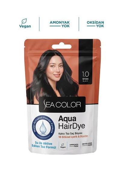 Sea Color Toz Saç Boyası Aqua Hair Dye 1.0 SiyahSea Color