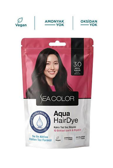 Sea Color Toz Saç Boyası Aqua Hair Dye 3.0 Koyu KahveSea Color