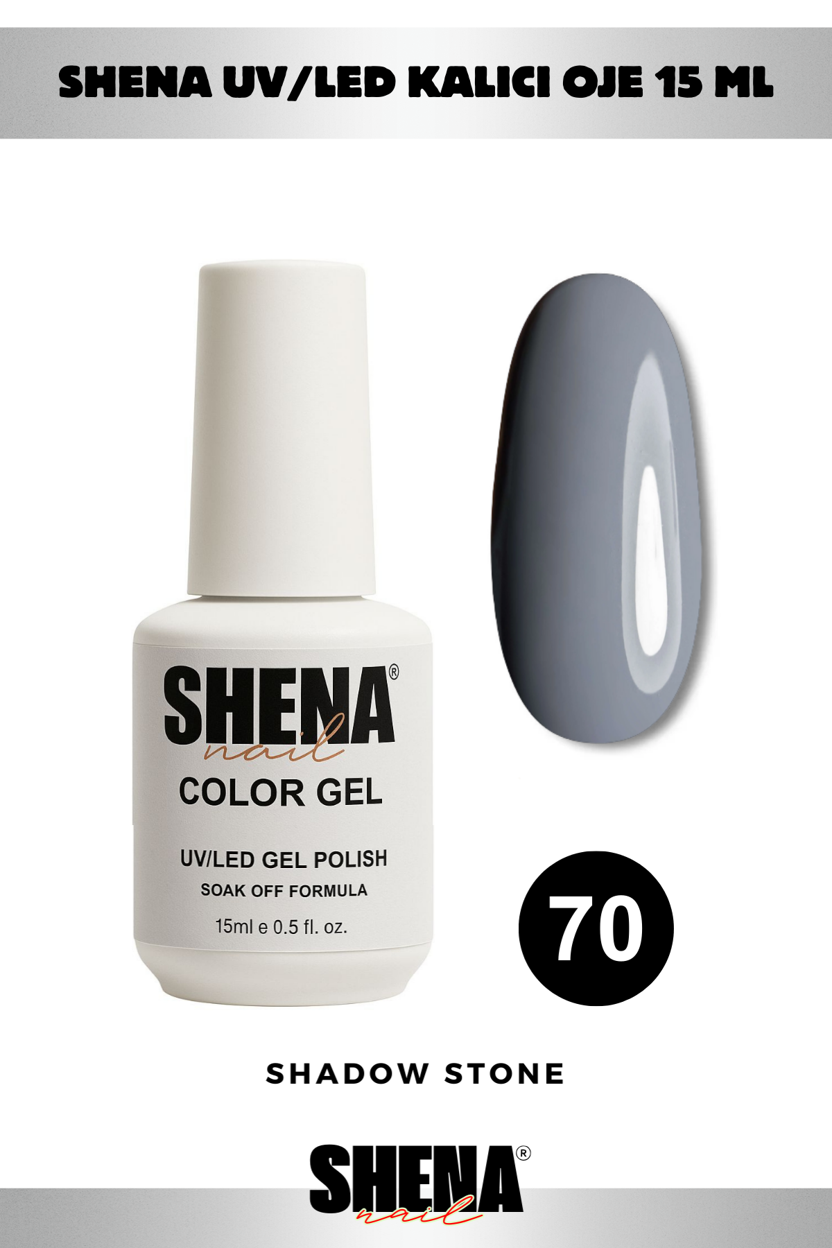 Shena Kalıcı Oje Gel Polish 15 Ml 070 ANTRESİT GRİShena