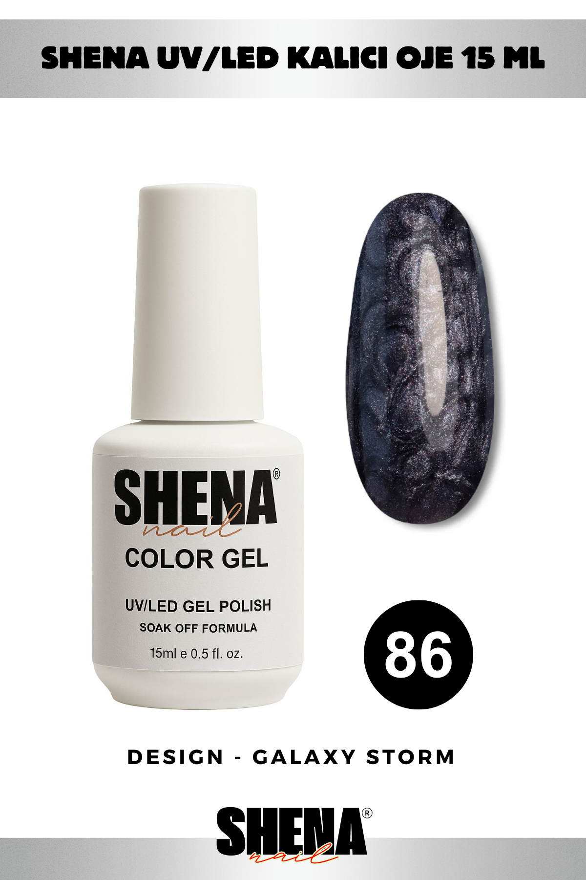 Shena Kalıcı Oje Gel Polish 15 Ml 086 SHELL OBSİDYENShena