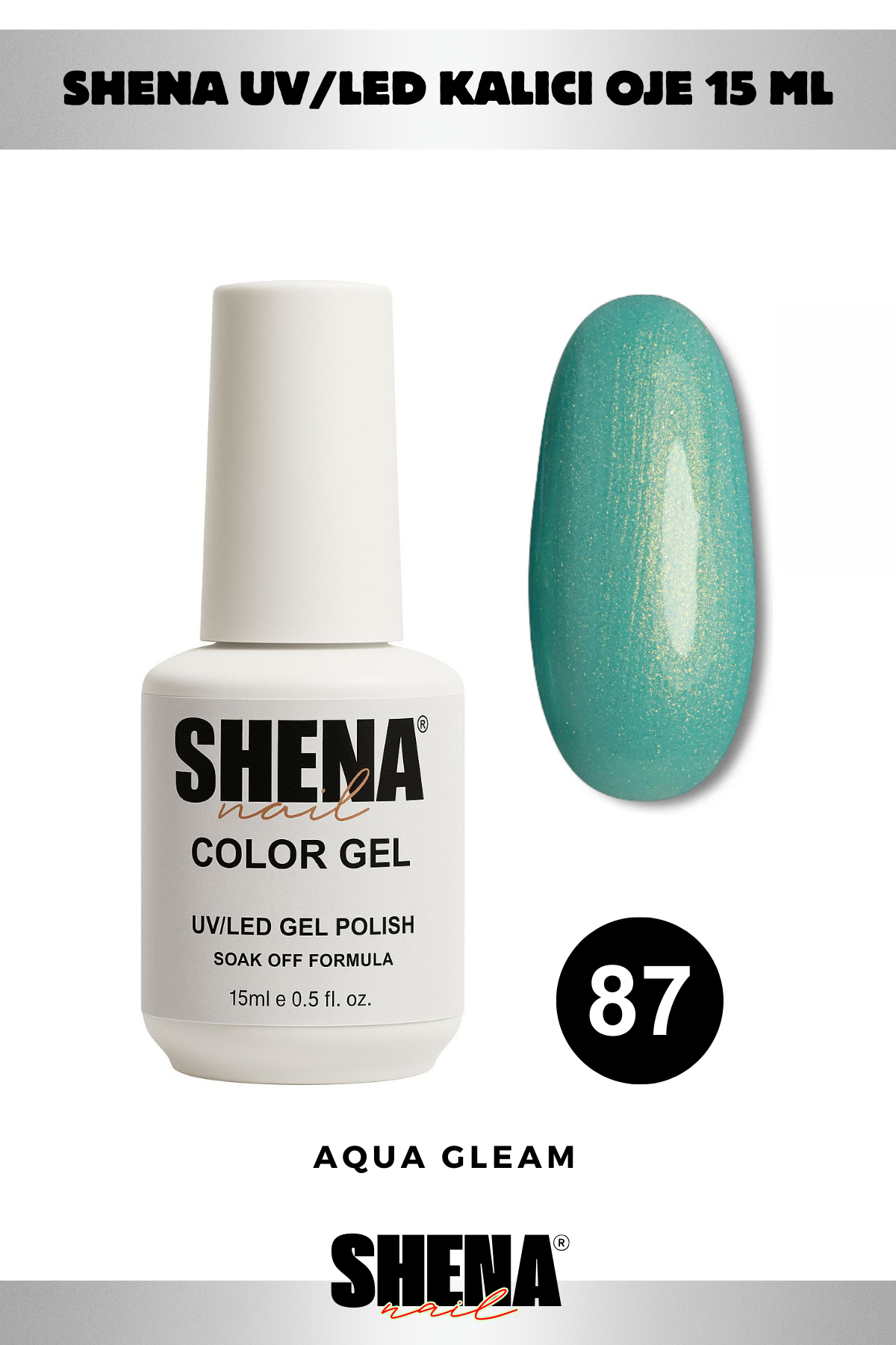 Shena Kalıcı Oje Gel Polish 15 Ml 087 SHELL ALTIN YEŞİLShena